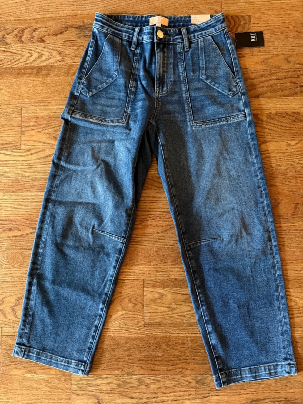 Kut from the Kloth Medium Wash Blue High-Rise Barrel Leg Jeans